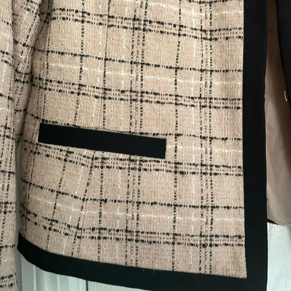 Liz Claiborne Powder Pink and Black Chic lady jacket Tweed Design 4P - Picture 3 of 7
